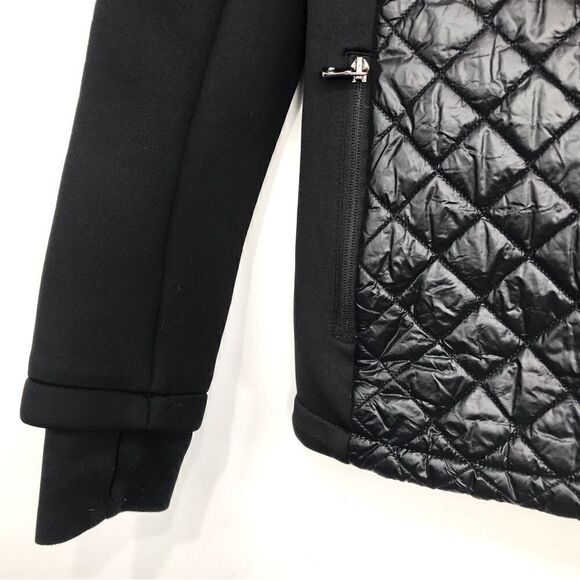 MICHAEL Michael Kors Black Quilted Scuba Side Hooded Zip Up Jacket - Picture 7 of 13